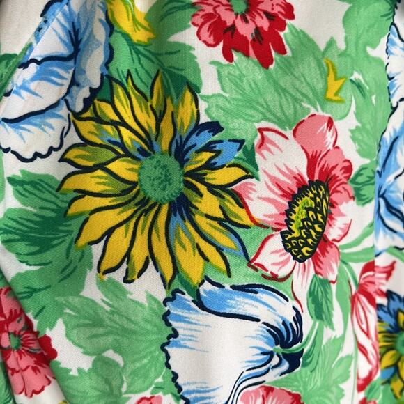 Vintage 60s Peggy Lou Large Print Floral Flutter Sleeve Blouse Top - Picture 10 of 14